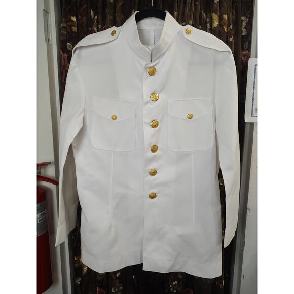 West pointe Military India Whites Dress Jacket Gold Buttons Size 38S